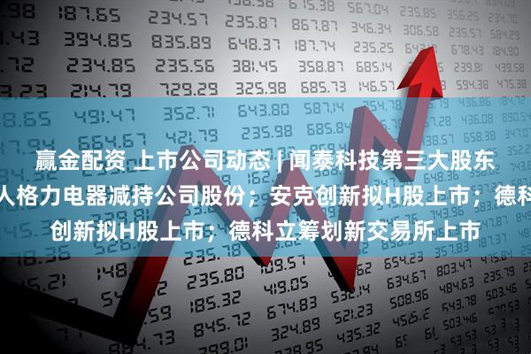 赢金配资 上市公司动态 | 闻泰科技第三大股东珠海融林及一致行动人格力电器减持公司股份;安克创新拟H股上市;德科立筹划新交易所上市